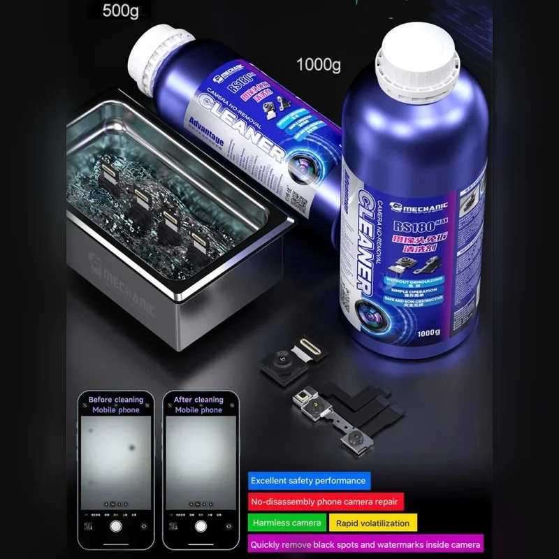 MECHANIC 500ML No-Removal Ultrasonic Cleaner Washing Water Quickly Remove Black Spot Watermarks for Phone Rear Camera Len Repair