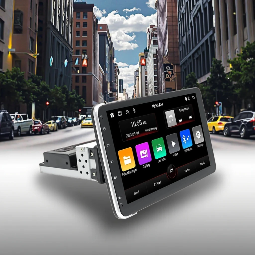 Creatall 10.1 Inch Central Control Car Android GPS Navigation Unit CarPlay for BT USB 360 Degree Rotating Screen Single Head