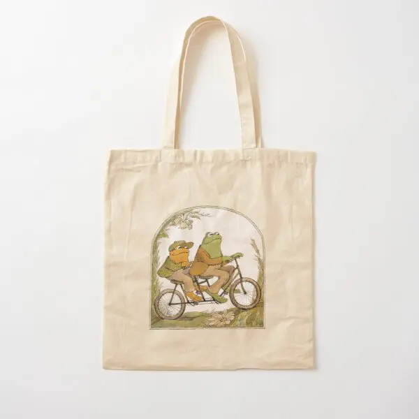 Frog And Toad Cotton  Canvas Bag Ladies Grocery Handbag Travel Fashion Shopper Foldable Shoulder Bag Reusable Casual Printed