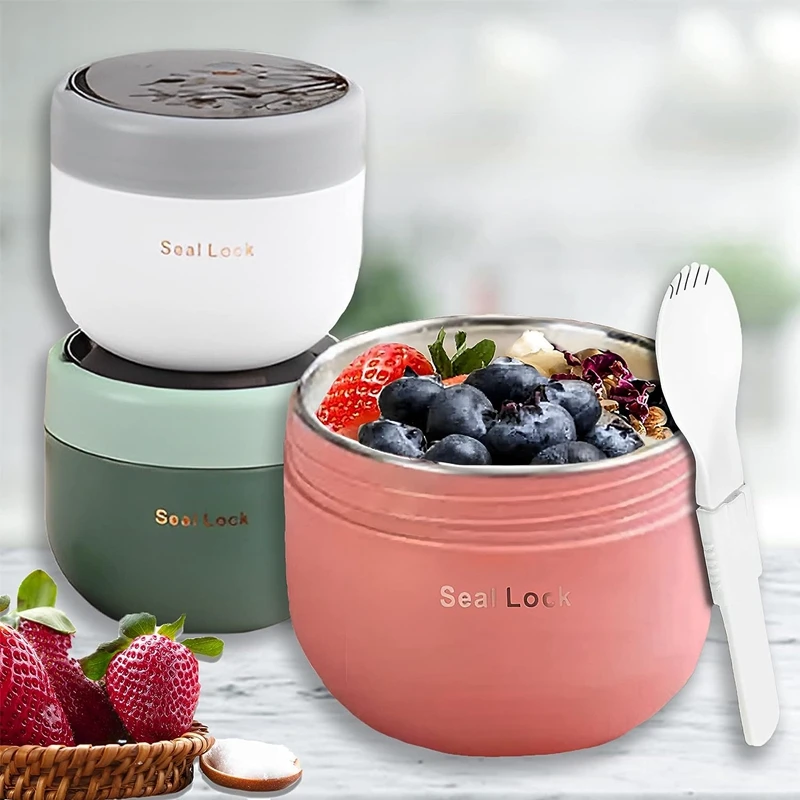 Aveia Recipientes com tampas, Portáteis Overnight Oats frascos com colheres, 4 pcs, 20oz