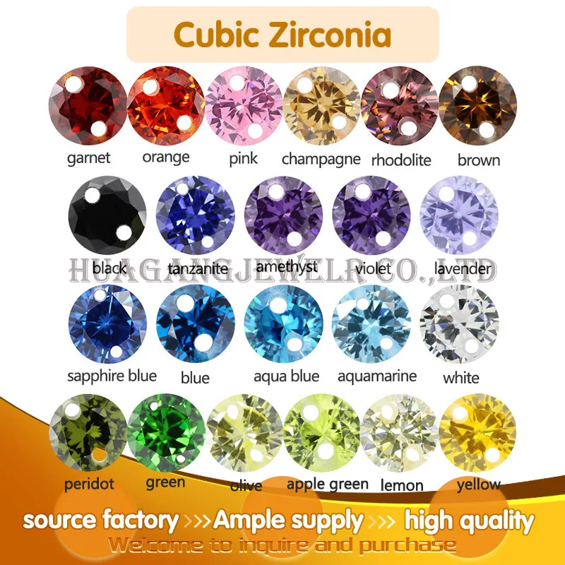 Synthetic gem Customized Double Hole Cubic Zirconia Stones Round Shape Green Tanzanite  blue Aquablue With Holes CZ