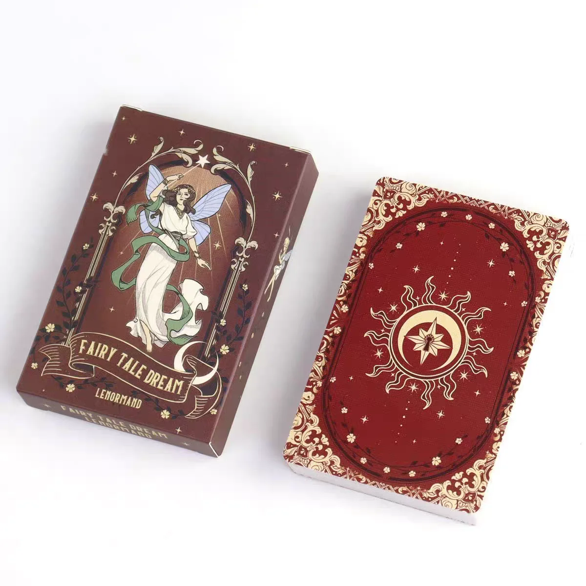 Märchenhafte Traum-Lenormand-Karten 44 Karten Vintage Märchen-Orakel-Deck Wahrsagerei Zukunftsdeutung Hexen-Karten mit Goldrand – Detail 2