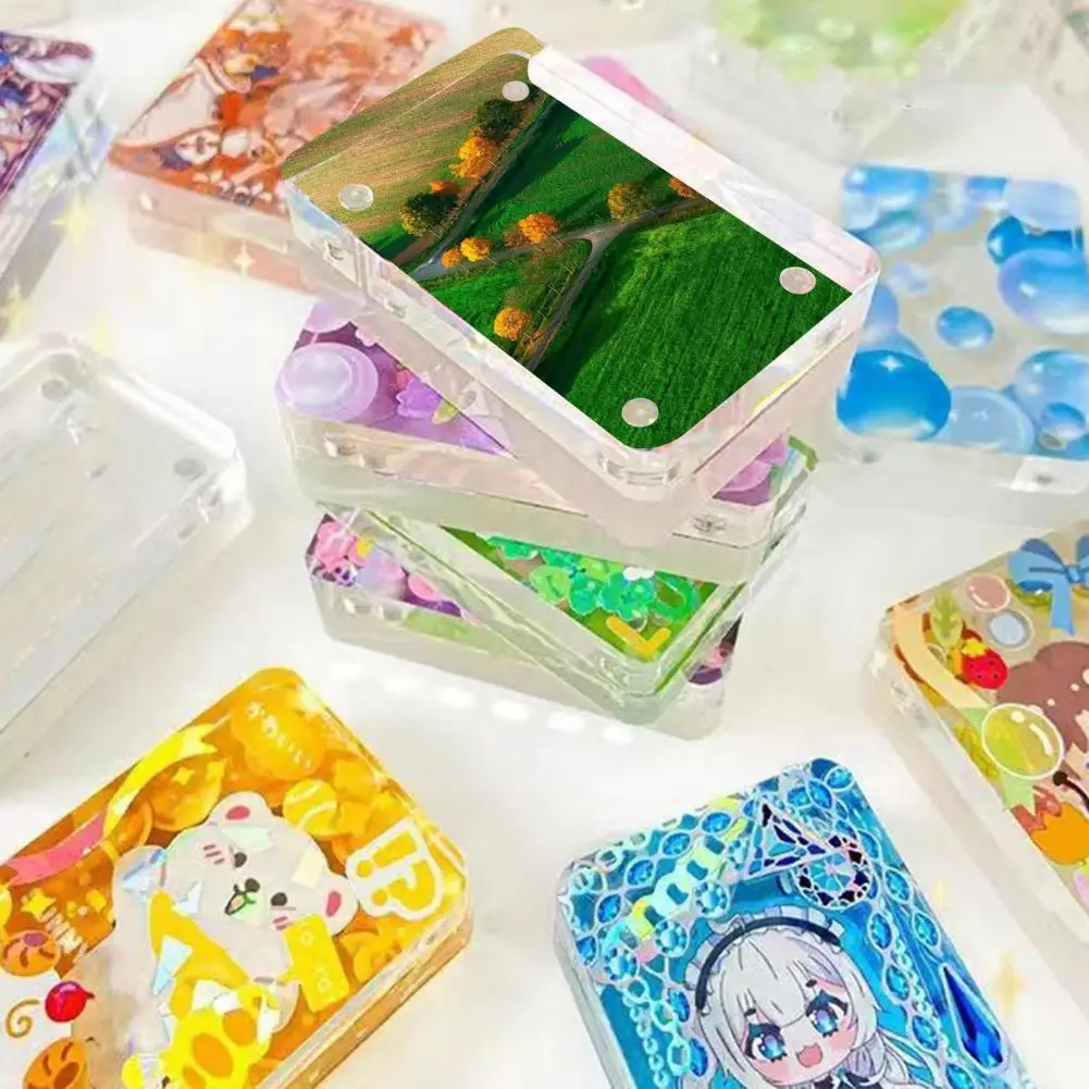 Marco de fotos magnético de alta dureza, soporte de tarjeta de fotos transparente, accesorio de papelería de ladrillo de tarjeta pequeña de larga duración