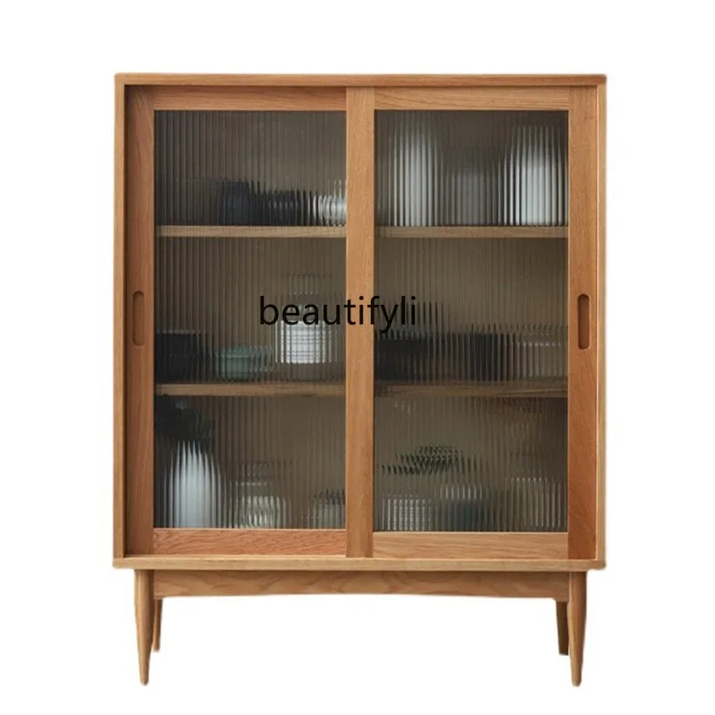 

yj Nordic White Oak Cherrywood Solid Wood Sideboard Japanese Simple Locker Storage Cabinet