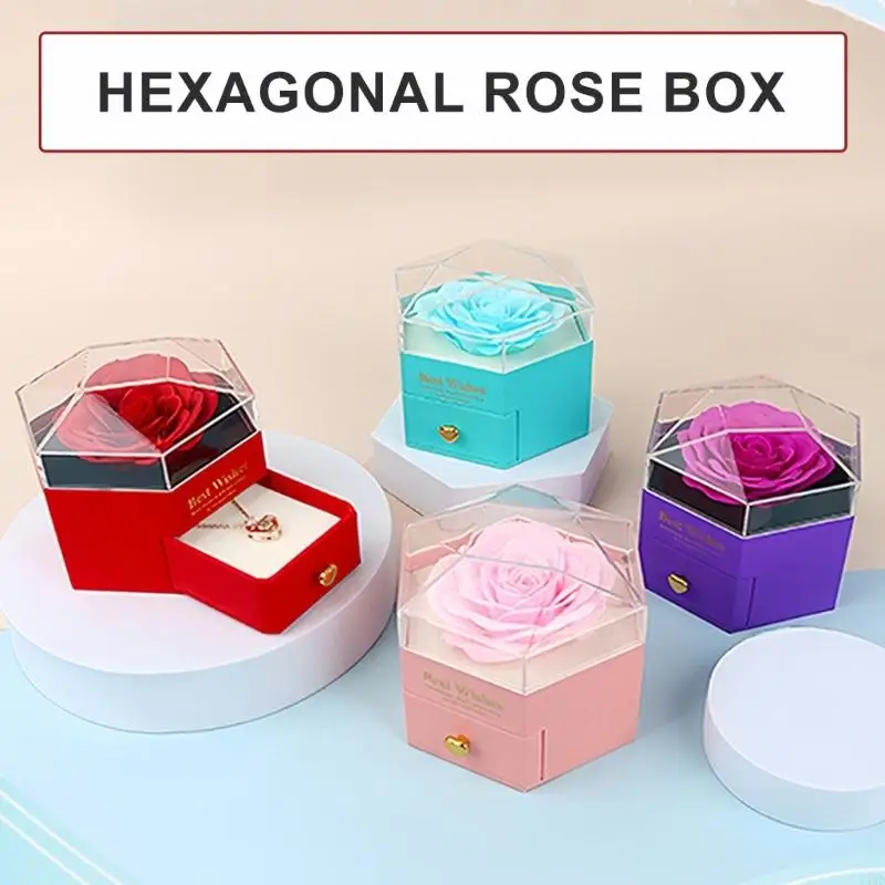 

T4MD романтические шестиугольные украшения для цветочных украшений с вечными цветочными материалами Портативные для Дня Святого