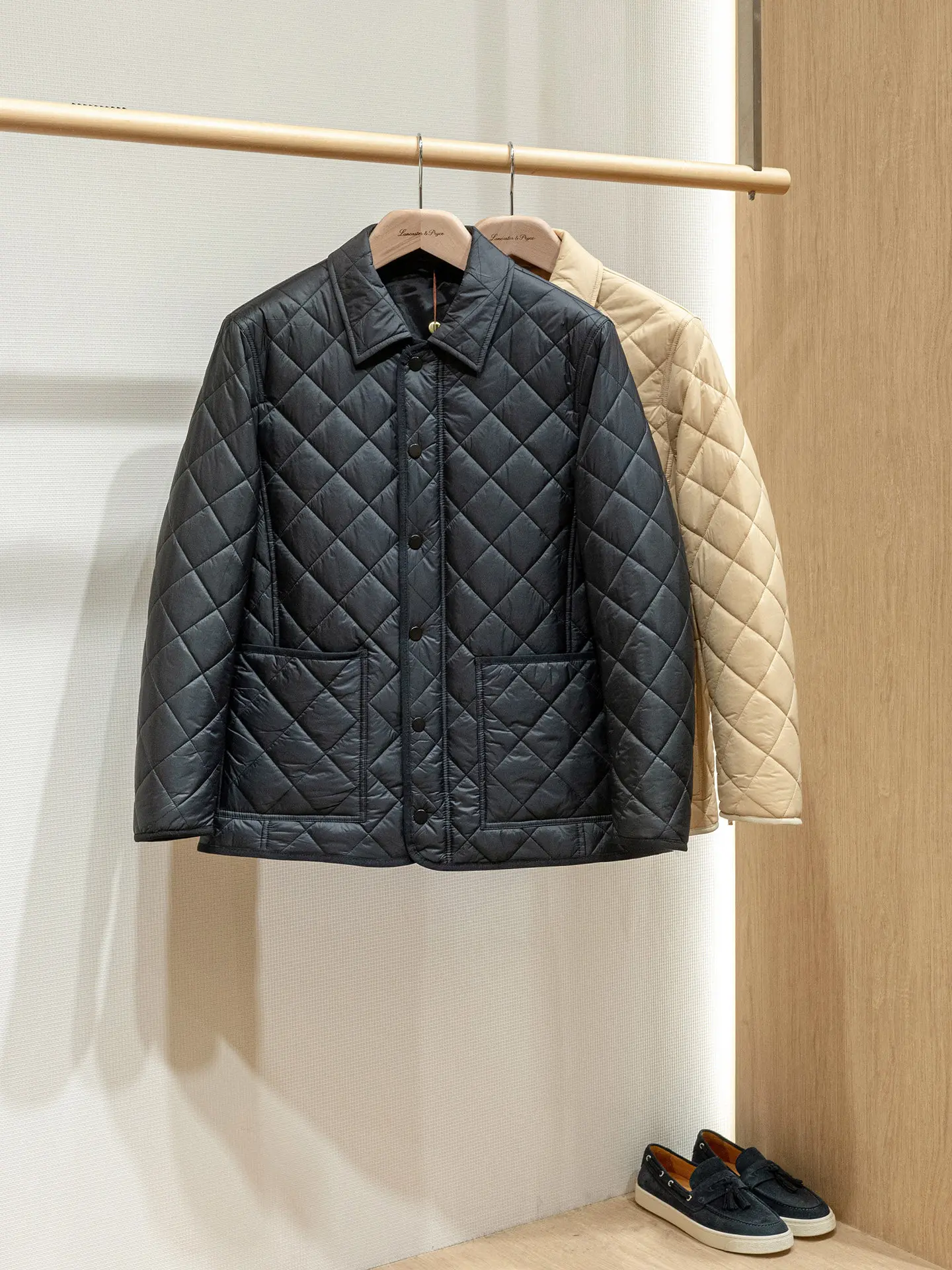 Classic rhombus plaid wool filled old money wind light and warm seam lapel cotton-padded jacket