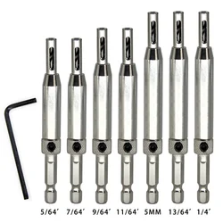 1/3/4/7Pcs HSS 1/4'' Hex Shank Self Centering Door Lock Hinge Drill Bit Pilot Hole Tool 5/64 7/64 9/64 11/64 13/64 1/4 inch