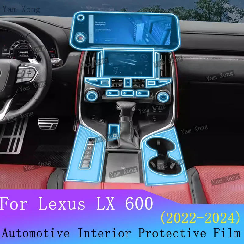 

For Lexus LX 600 LX600 2024-2022 Full set interior film Transparent TPU Gear Panel GPS Navigation Center Console Protection Film