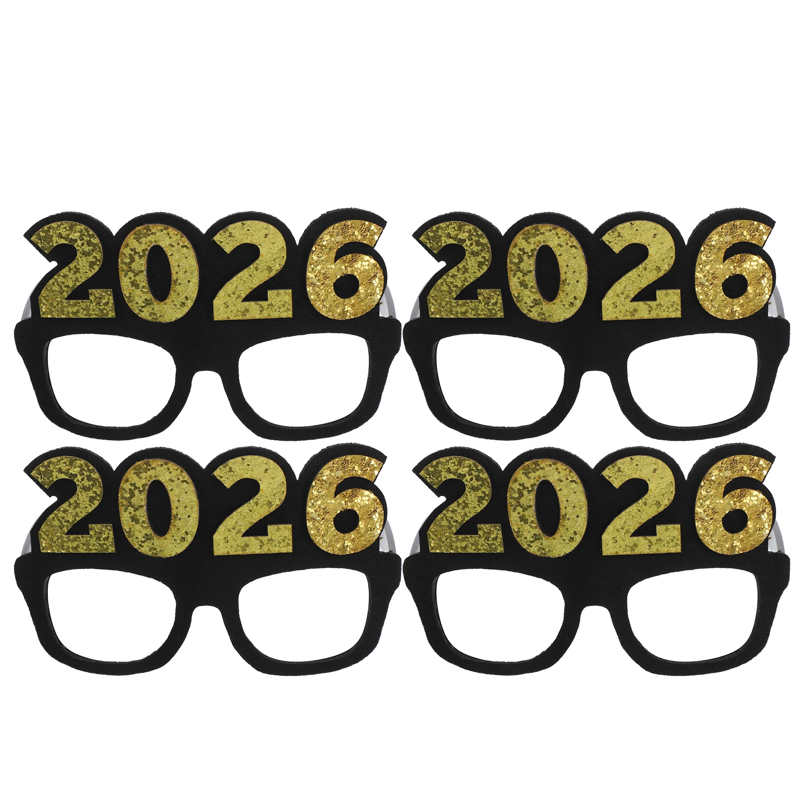 

4 Pcs 2026 Glasses Funny for New Year Eyeglasses Glitter Number Christmas Party Supplies Photo Props Favors