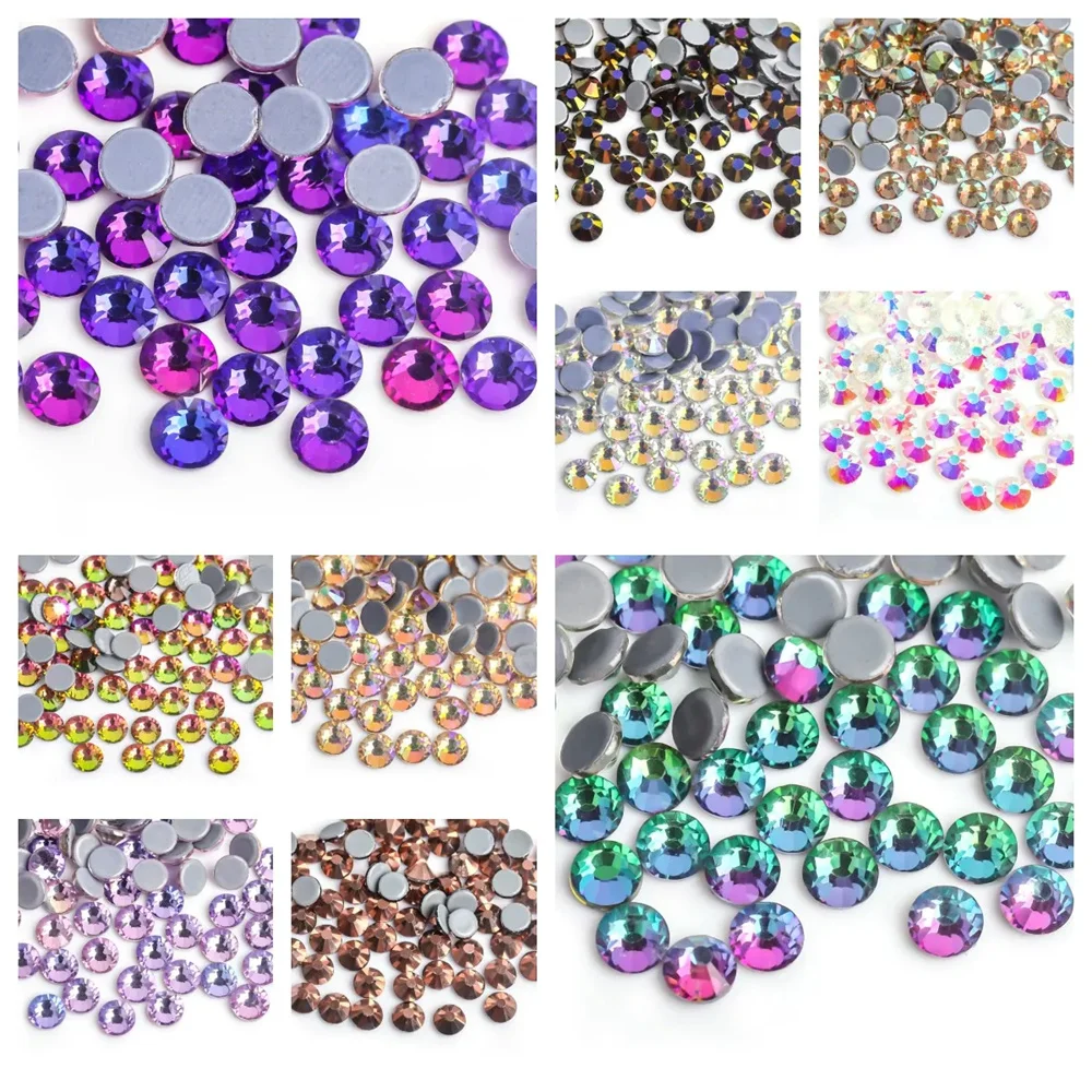 All Sizes 40Colors Crystal AB Hotfix Rhinestones,Glass Strass Hotfix Iron On Rhinestones For Nail Art Sewing & Fabric Decoretion