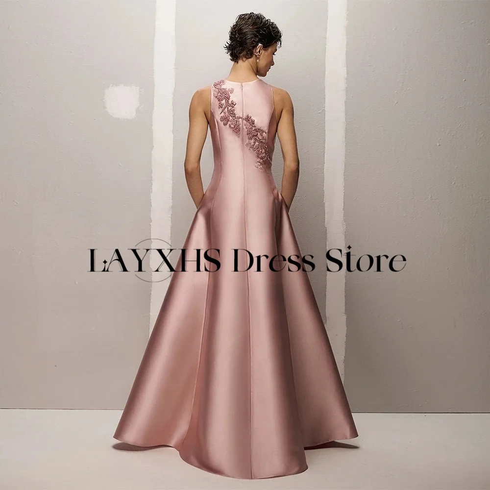 LAYXHS Abito da sera con scollo a V di alta qualità Abito da ballo senza maniche con applicazioni di perline a-line Personalizzato فستانmavera