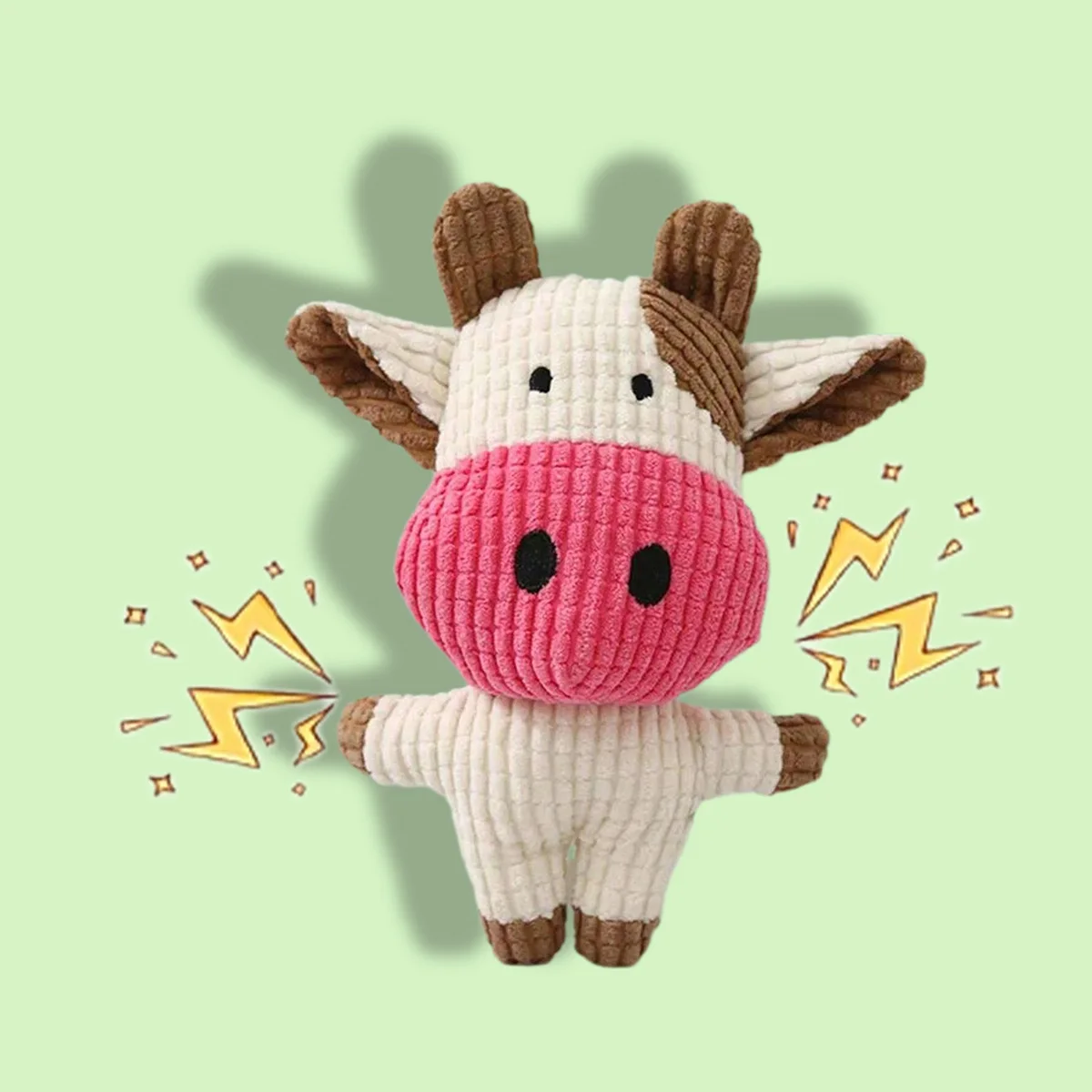 لطيف البقرة شكل محشوة الكلب مضغ ألعاب من نسيج مخملي لتنظيف الأسنان وطحن لعبة صار تفاعلية لتخفيف الملل للكلاب