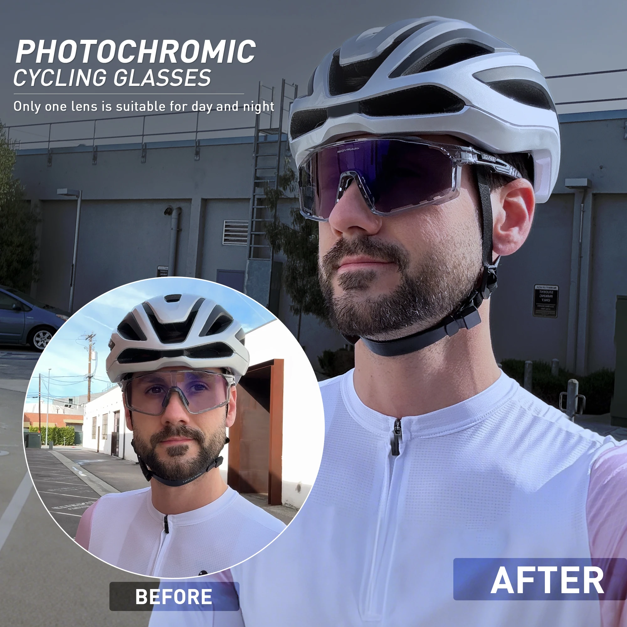 Kapvoe Photochromic Cycling Glasses MTB Sunglasses for Men Women Sport Speed Road Mountain Bike Bicycle Cycl Eyewear Goggle