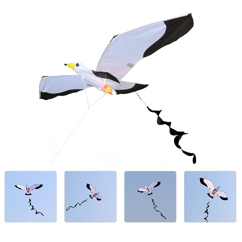 3D Seagull Kite with Long Tail Toy Toys Outdoor Cloth Funny Three-dimensional Animal Kids