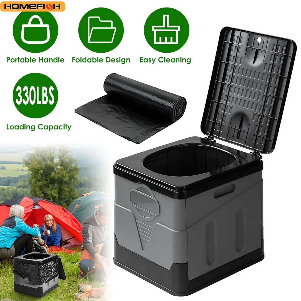 Portable toilet Portable car toilet bucket carrying capacity reusable trash can foldable odor-proof storage box Emergency toilet image 4