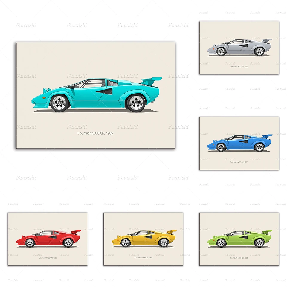 

Lamborghini Countach Car Vintage Posters Home Decor Canvas Painting Hd Wall Art Prints Modular Pictures Boys Bedroom Living Room