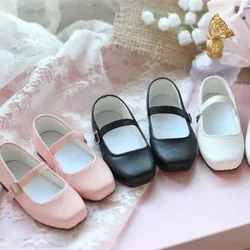 BJD SD Doll Leather Shoes In Stock Elegant 1/3 1/4 1/6 SD10 Girls Single Buckle Square Toe Wood Grain Soles Toy Doll Accessories
