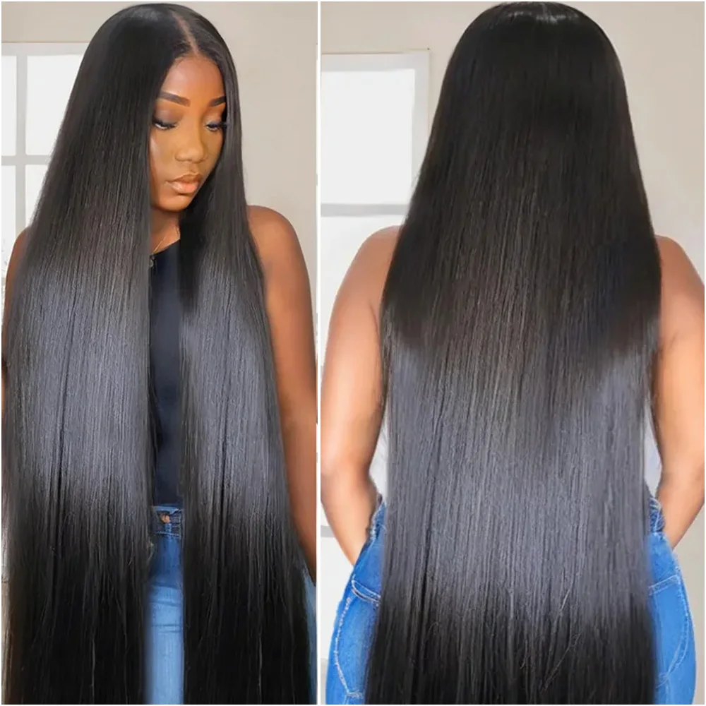 

200% Density Bone Straight 13x6 HD Lace Frontal Wigs 100% Human Hair Black Preplucked 5x5 13x4 Lace Front Wig 38 Inch Brazilian
