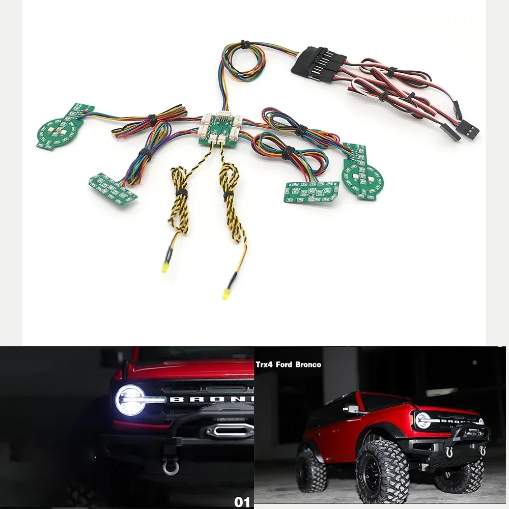 System oświetlenia LED Grupa przednich i tylnych świateł dla Trxs TRX4 Defender TRX-4 1/10 RC Crawler Car Kierunkowskazy Światła hamowania