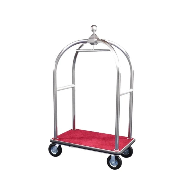 New Arrival Custom Utility Luggage Trolley Rack Cart with 4 Wheel Metal for Hotel