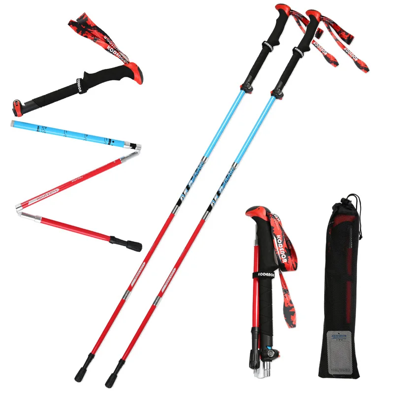 

Hand Alpenstock Nordic Telescopic Hiking Tracking Stick 5 Section Aviation Carbon Fiber Folding Shock Absorbing Trekking Pole