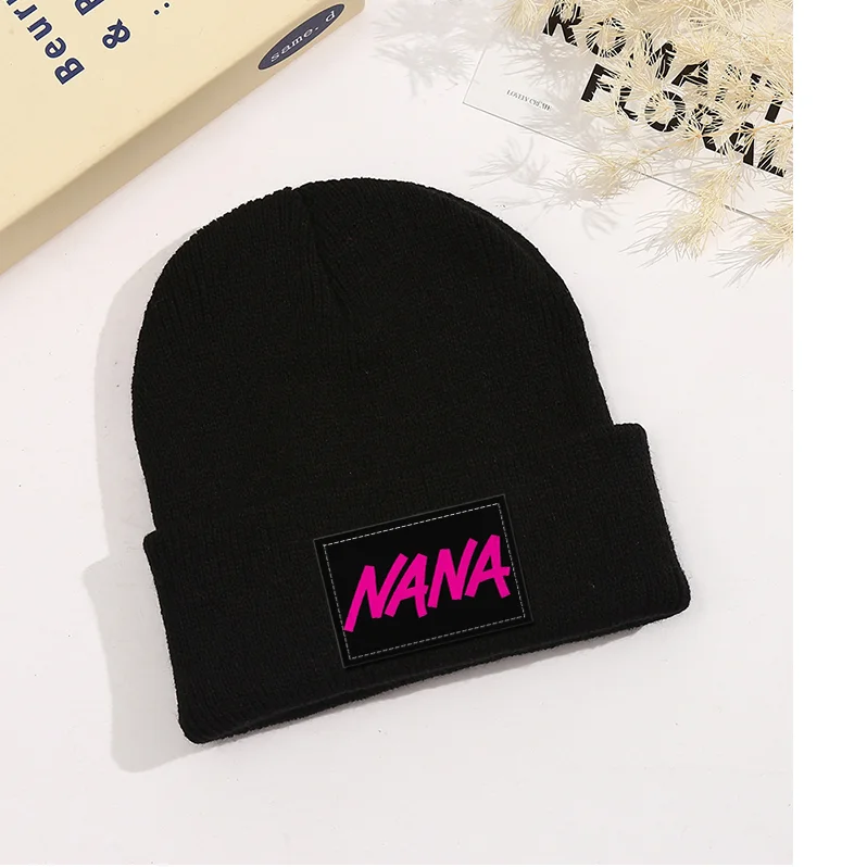 Nana Anime Expression Knitted Hat Warm Woolen Hats Women Outdoor Sports Autumn Winter Casual Cap Cute Cartoon Embroidered Beanie