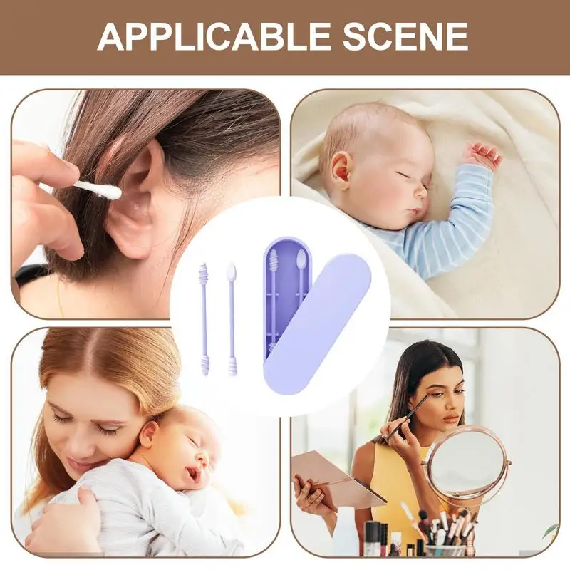 Silicone Cotton Swab Reusable Q-tips For Ears BPA Safe Extra Soft Makeup Removal Kids Safety Eco-Friendly Washable Mini Swabs