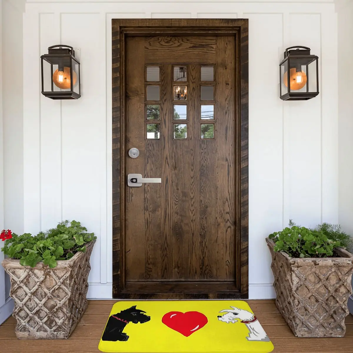 Love Scotties Scottish Terrier Dog On Yellow Doormat Rug Carpet Mat Footpad Polyester Front Room Corridor Kitchen Bedroom