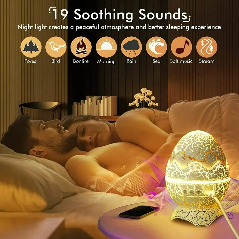 Dinosaur Egg Galaxy Projector with Remote Control Bluetooth Speaker LED Night Light Starry Sky Projection Light Children\'s Gift