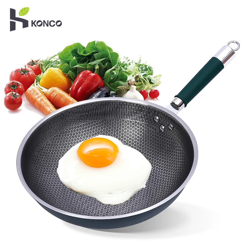 32cm Honeycomb Frying Pan Non-stick Flat Pan 430 Stainless Steel Wok Eggs Steak Skillet Gas and Induction Cooker Pot