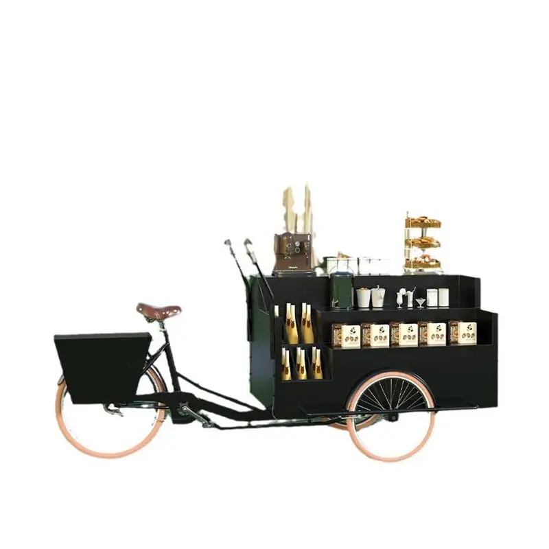 tricycle display stand Market stall stand Mobile cycling float Creative stall Coffee milk tea stall