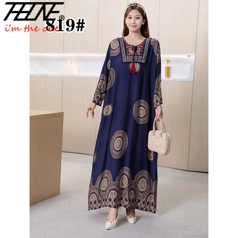 Plus Size abito oversize abbigliamento donna estate Bohemian Beach stile coreano floreale Vintage allentato lungo Maxi abiti Vestidos Robe