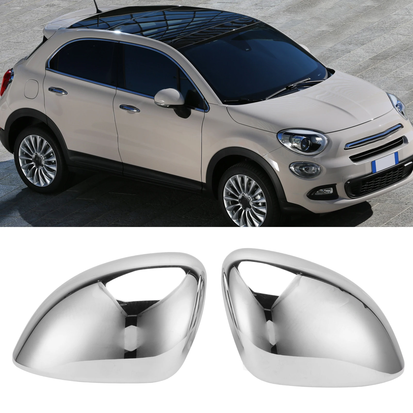 

Mirror Cover Protective Mirror Cap Plated ABS Mirror Shell For Fiat 500X 2014-2019 Car Exterior Accessory