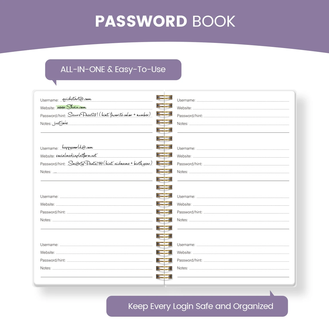 Funny Password Book A5 Spiral Notebook Password Organizer Journal Floral Cover Login Tracker Secure Record Book