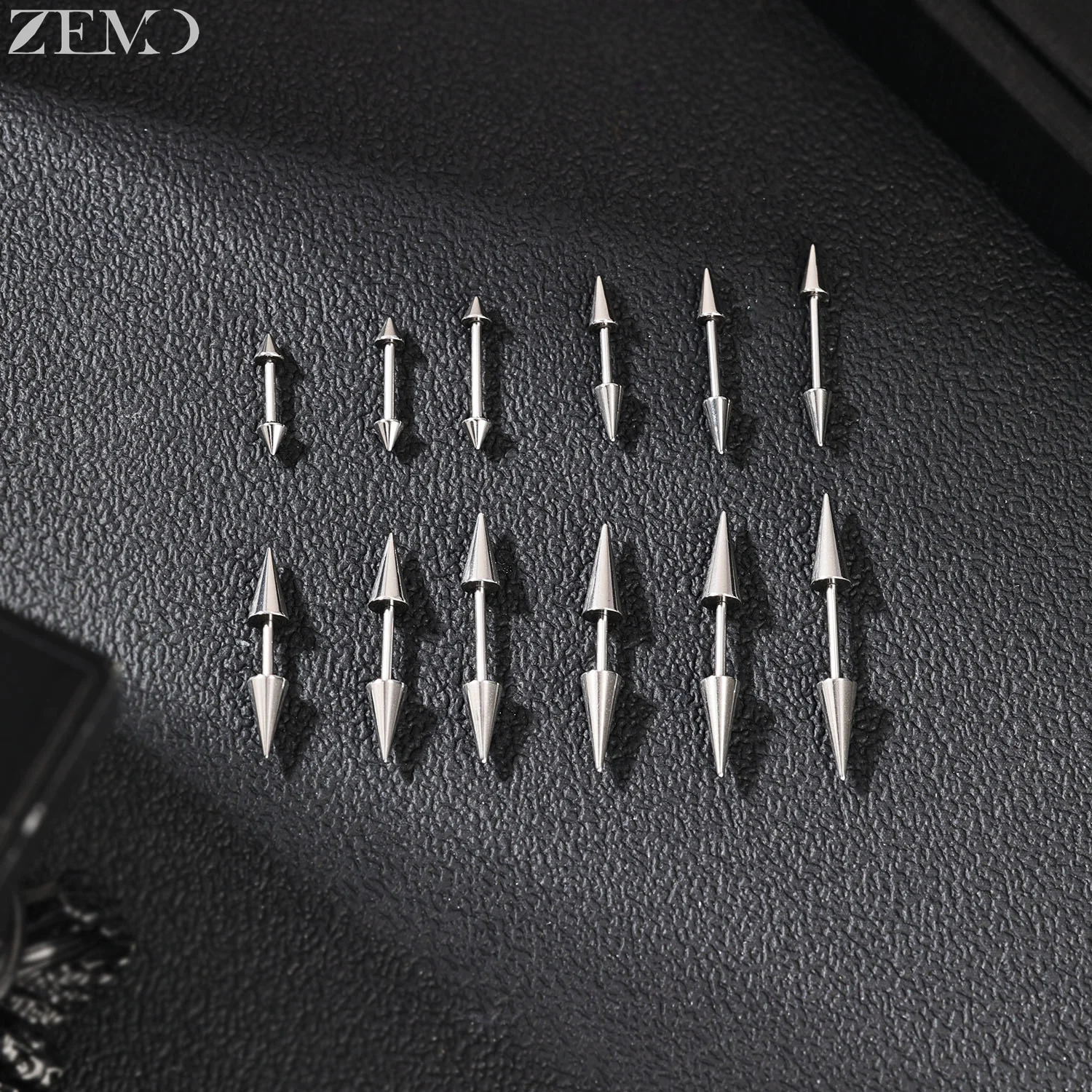ZEMO 1 PC 16G/18G Stainless Steel Ear Studs Punk Spike Style Stud Earrings Silver Color Conch Helix Cartilage Piercings Jewelry