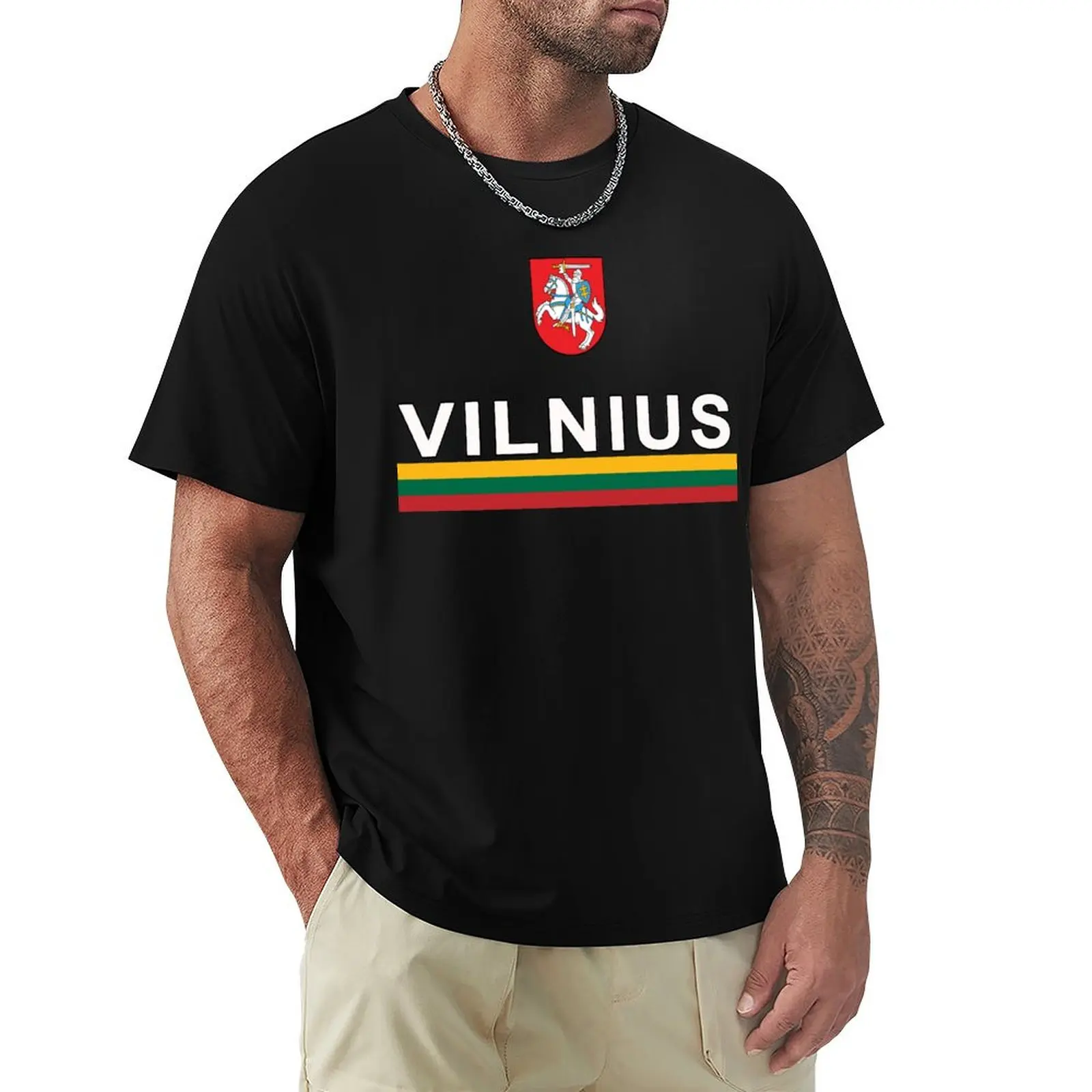 

Lithuania Vilnius City Lietuvos Jersey Design T-Shirt vintage plus size tops Short sleeve tee men