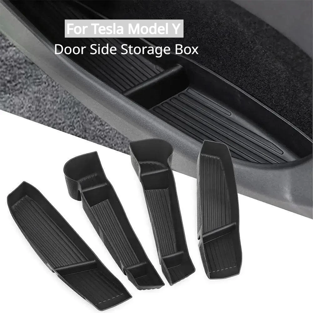 Per Tesla Model Y 4Pcs scatola portaoggetti laterale porta compatibile 2020-2024 accessori vassoio Organizer modifica bracciolo anteriore posteriore