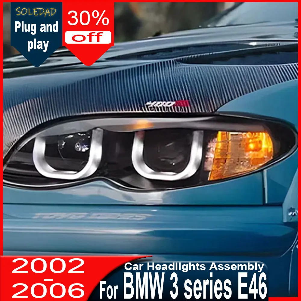 Car Styling for BMW E46 Headlights 2001 2002 2003 2004 2005 2006 car Headlight DRL Head Lamp Angel Eye Accessories