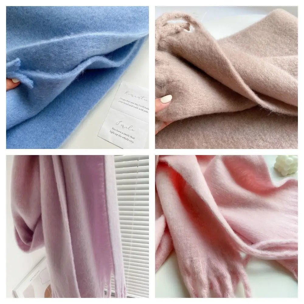Bufanda de cachemir para mujer, chal grueso de Color sólido, suave, con borlas largas, para invierno, novedad