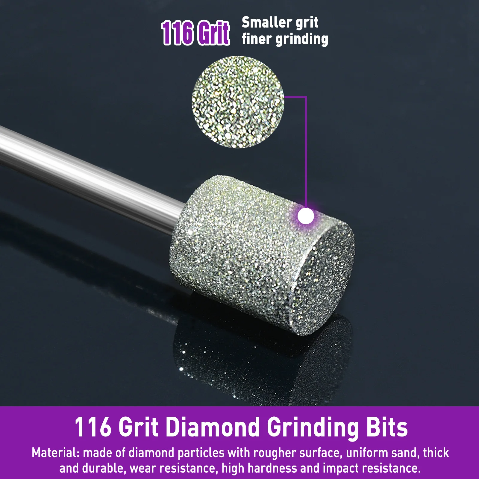 

Diamond Grinding Bit Compatible with Dremel Rotary Tools,with 116Grit Diamond Coated Bits 1/8" (3mm) Shank Accessories