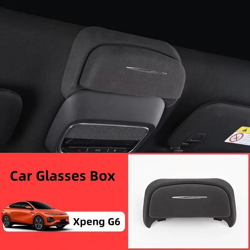 Car Glasses Box For Xpeng G6 2023 2024 Suede Sunroof Sunglasses Case Glasses Storage Holder Car Interior Accessories