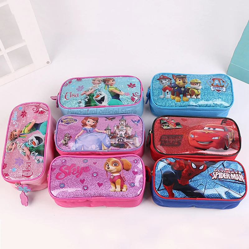 Paw Patrol Pencils Cases Cartoon Frozen Princess Sophia Marvel Avengers Spiderman Cars Student Pvc Pencil Bags School Supplies