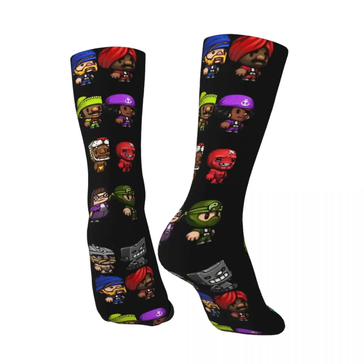 Happy Funny Men's Socks Character Set Essential Vintage Harajuku Spelunky Game Hip Hop Novelty Pattern Crew Sock Gift Printed