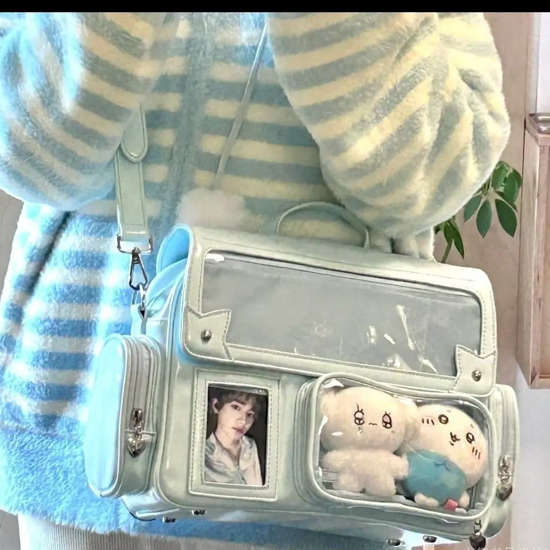 Japanische Einfarbig Rucksack Frauen Platz Leder Y2K Mochilas Mujer Harajuku Große Kapazität Ita Tasche Anime Griff Crossbody – Detail 5