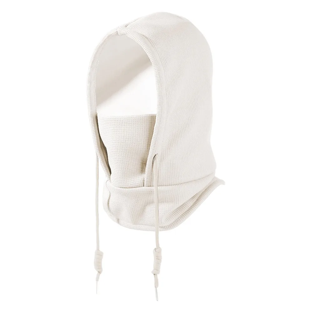 

Casual Plush Beanies Cap Neck Warmer Thickened Ear Protection Hat Keep Warm Windproof Waffle Hat Scarf Set Unisex