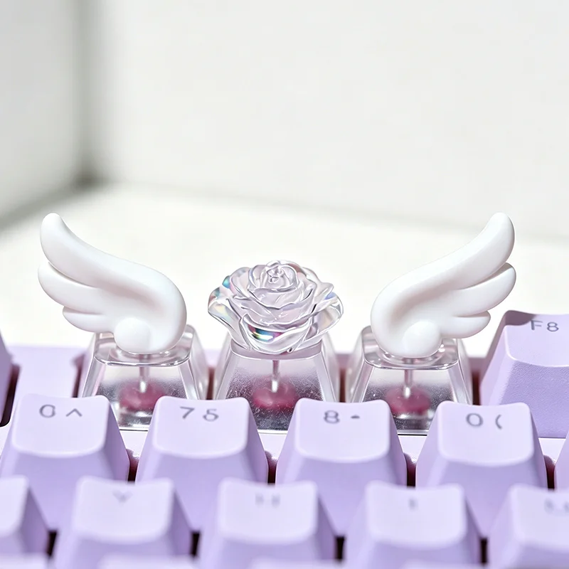 3pcs Winged Keycaps For Mechanical Keyboard Keycaps Individualized three-dimensional Artisan Cartoon white Kawaii Keycap — product photo 1 of 1