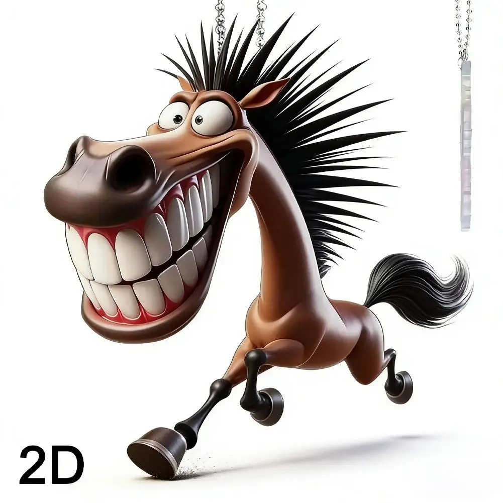 Big Mouth Horse Car Pendant Plush Toy Multi-Functional Keychain Bag Charm High-Quality Handmade Car Decor Ideal Gift