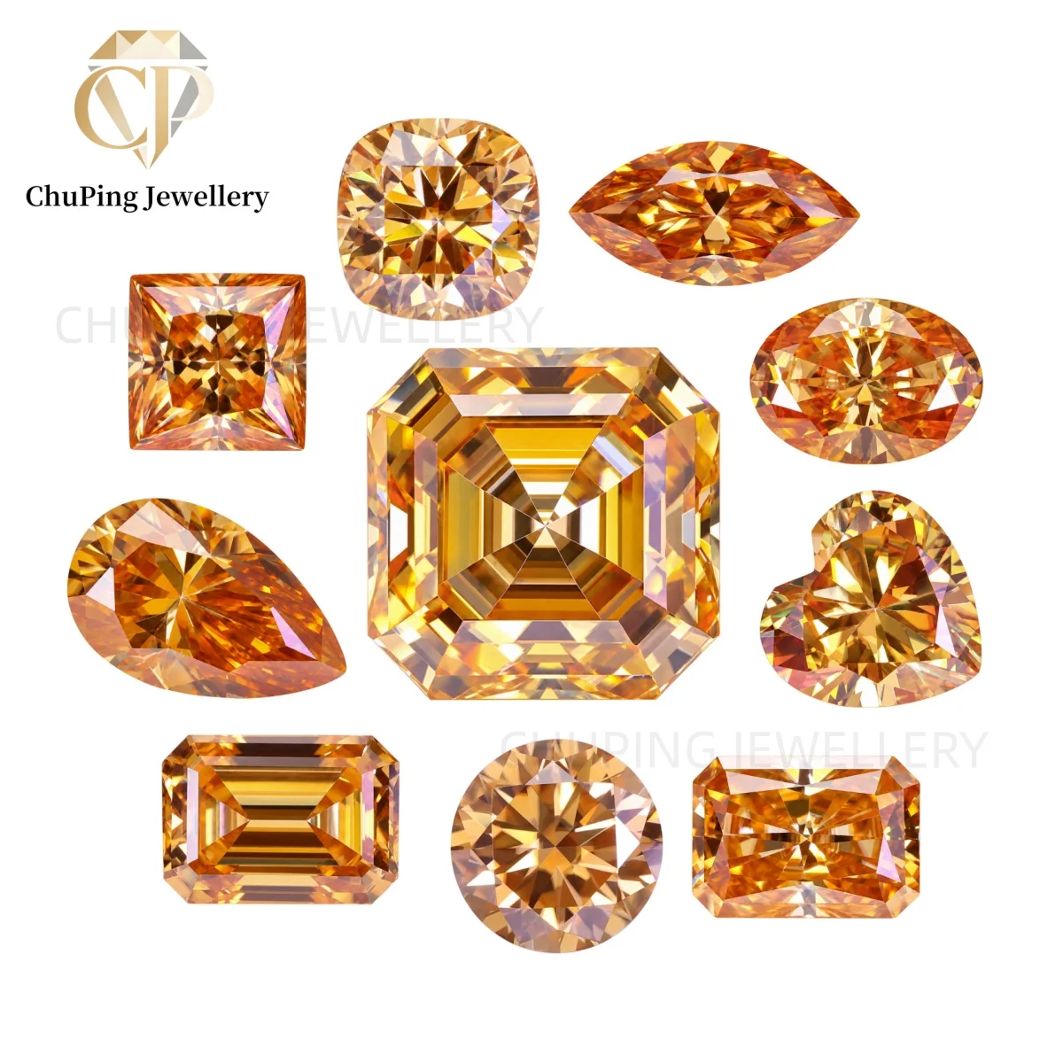 Champagne Moissanite Mixed Shapes 0.8-3ct Radiant Oval Round Pear Marquise Emerald Cut Loose Gems with GRA Certificate Jewelry