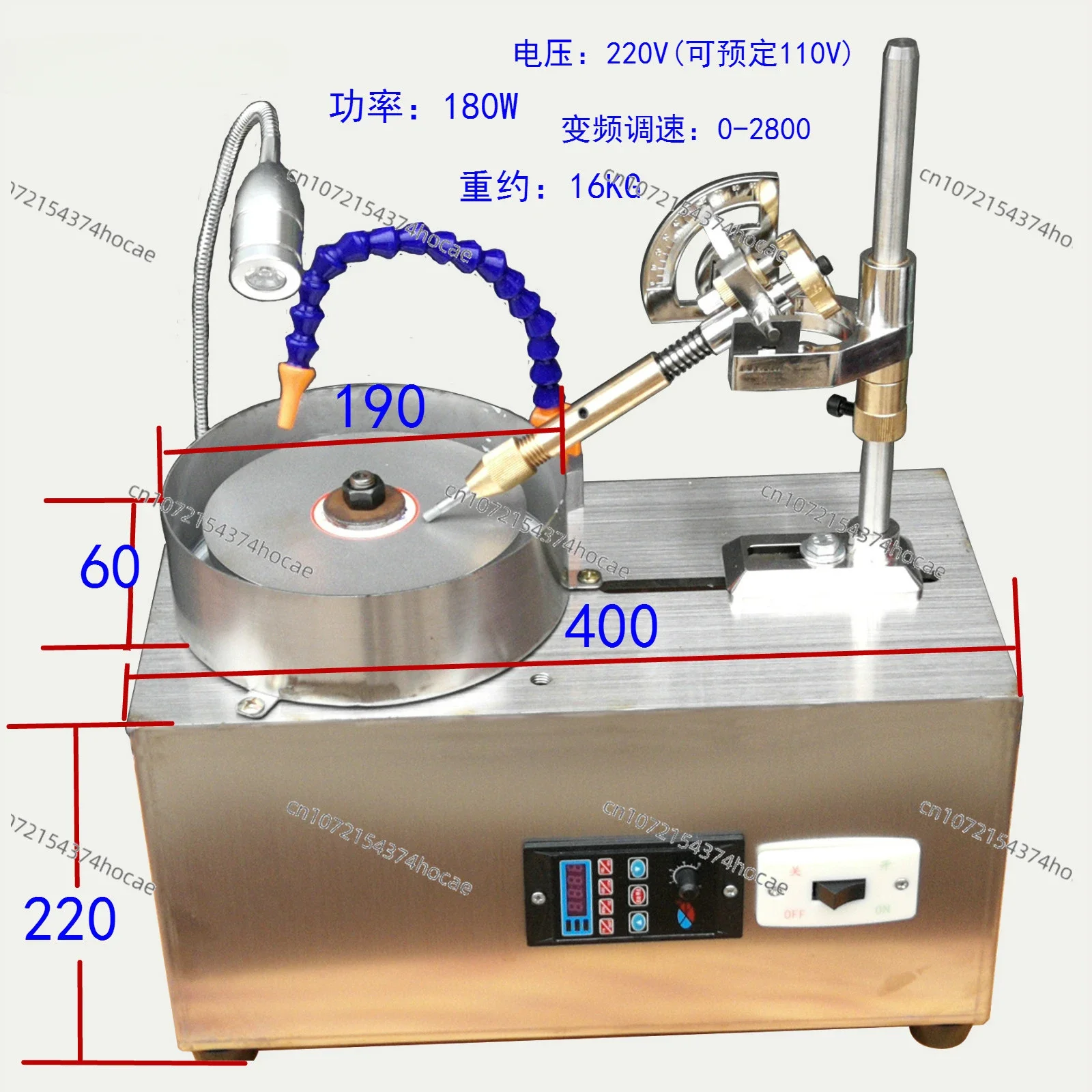 Jewelry grinding angle machine, flat grinding and polishing facet machine, knife sharpener, seal sander