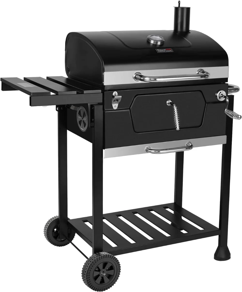 

Royal Gourmet 24-Inch Charcoal Grill with Foldable Side Table, 490 Square Inches Heavy-duty BBQ Grill, Perfect for Outdoor